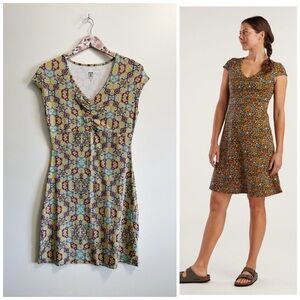 TITLE NINE Diamalete Daring Dress Yellow Purple Cap Sleeve S Small